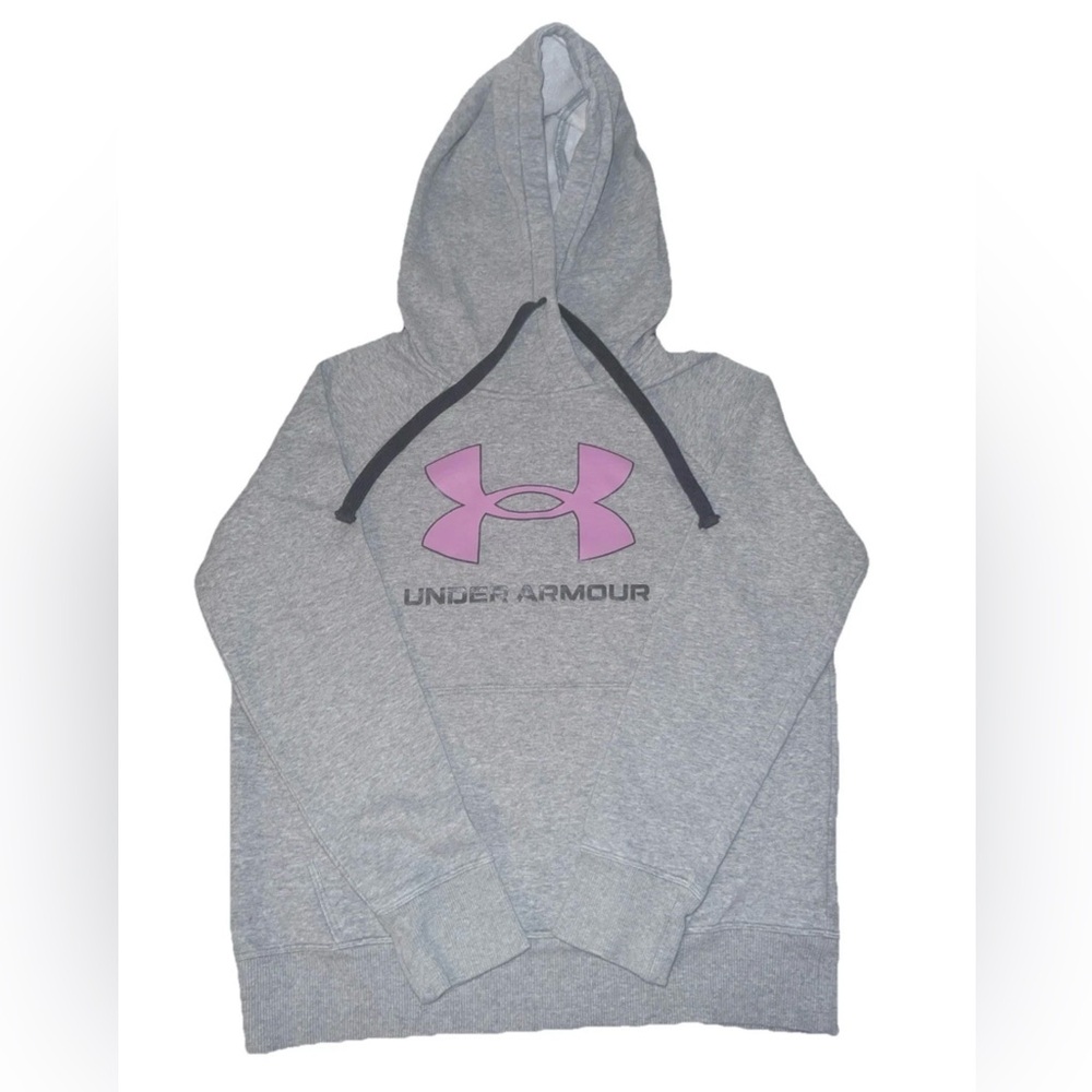 Under Armour Heather Gray Hoodie with Purple Logo size XS